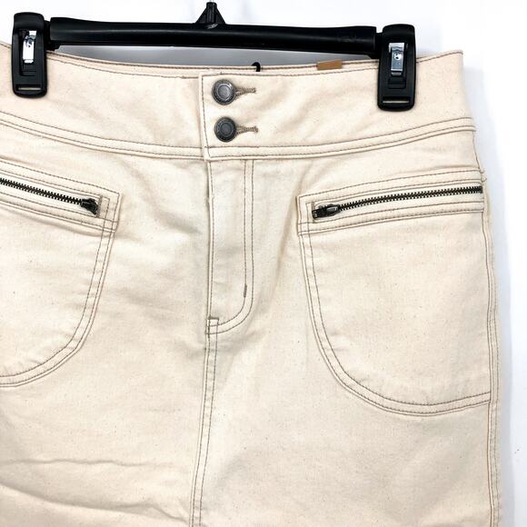PRANA Women's Broadway Denim Pencil Skirt Size 6 Cream Natural Stretch NWT - Picture 4 of 8